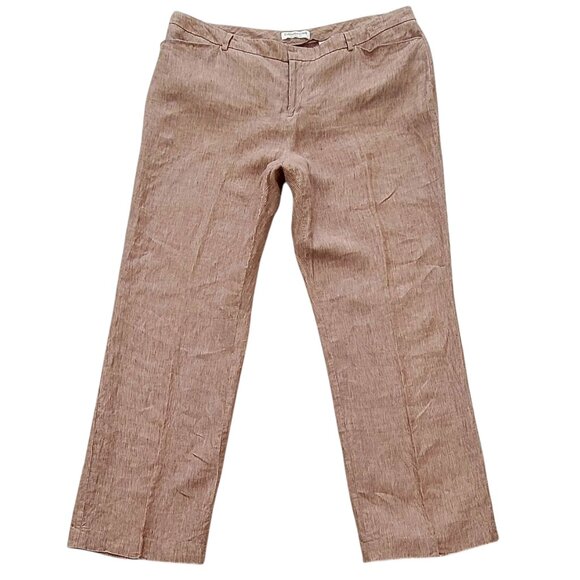 100% Linen Wide Leg Coldwater Creek Natural Fit Pants Neutral New Size 18 - Picture 2 of 13